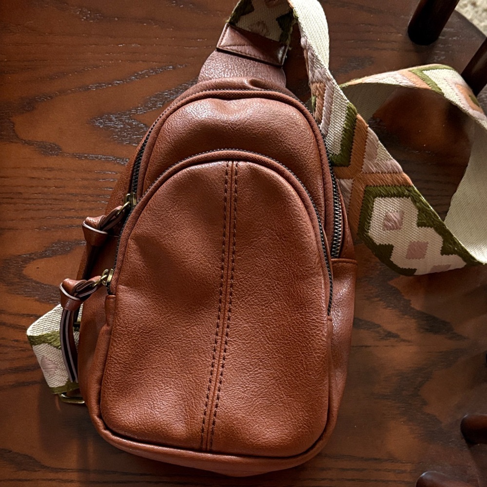 Sonoma Tan Belt Bag with Patterned Strap.   #12